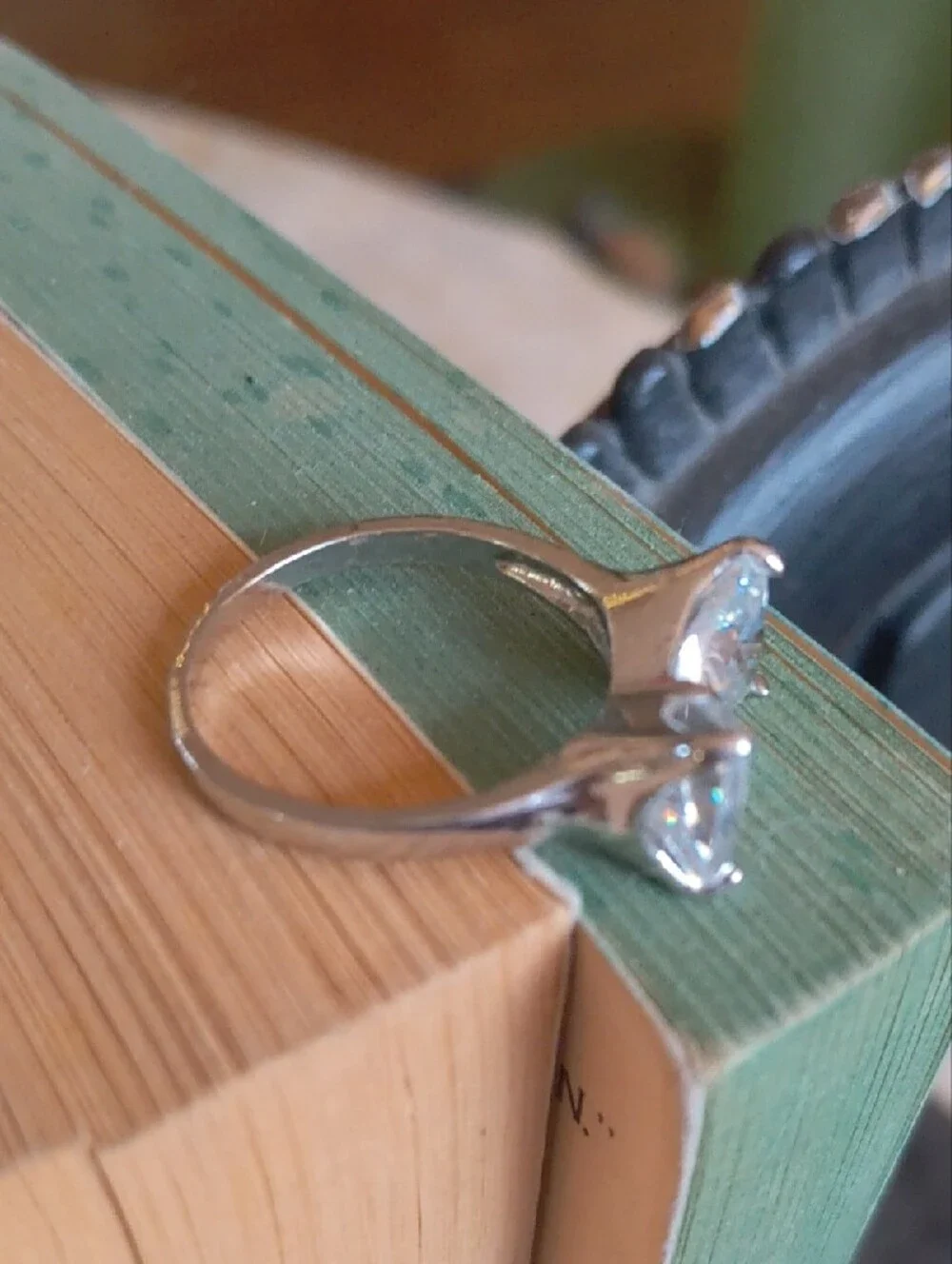 Sterling Silver Trillion Cut CZ Bow Ring